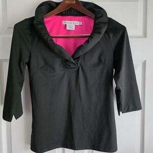 Gretchen Scott Designs Black Top with Bright Pink Lining